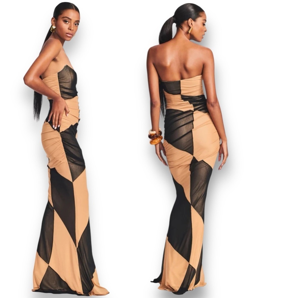 NWOT Retrofete Ford Mesh Dress Black Nude Size Large - Picture 2 of 11